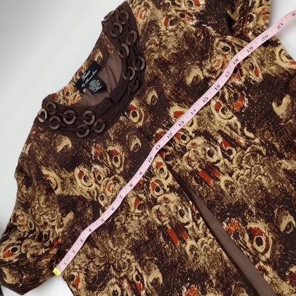 Frenzy by Theresa Renz women's medium open blazer lightweight brown accents - Picture 8 of 11